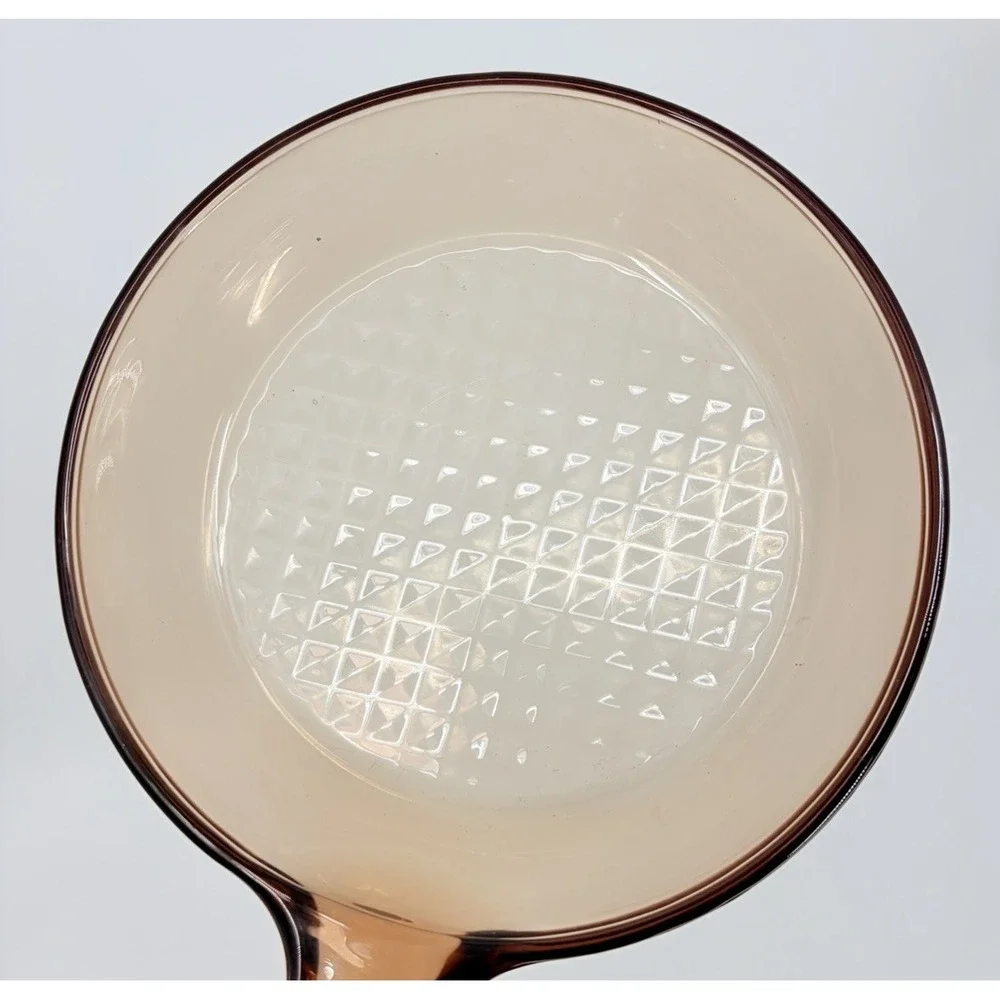 Corning Vision Ware Amber 7 Inch Glass Skillet Fry Pan Waffle Bottom France
